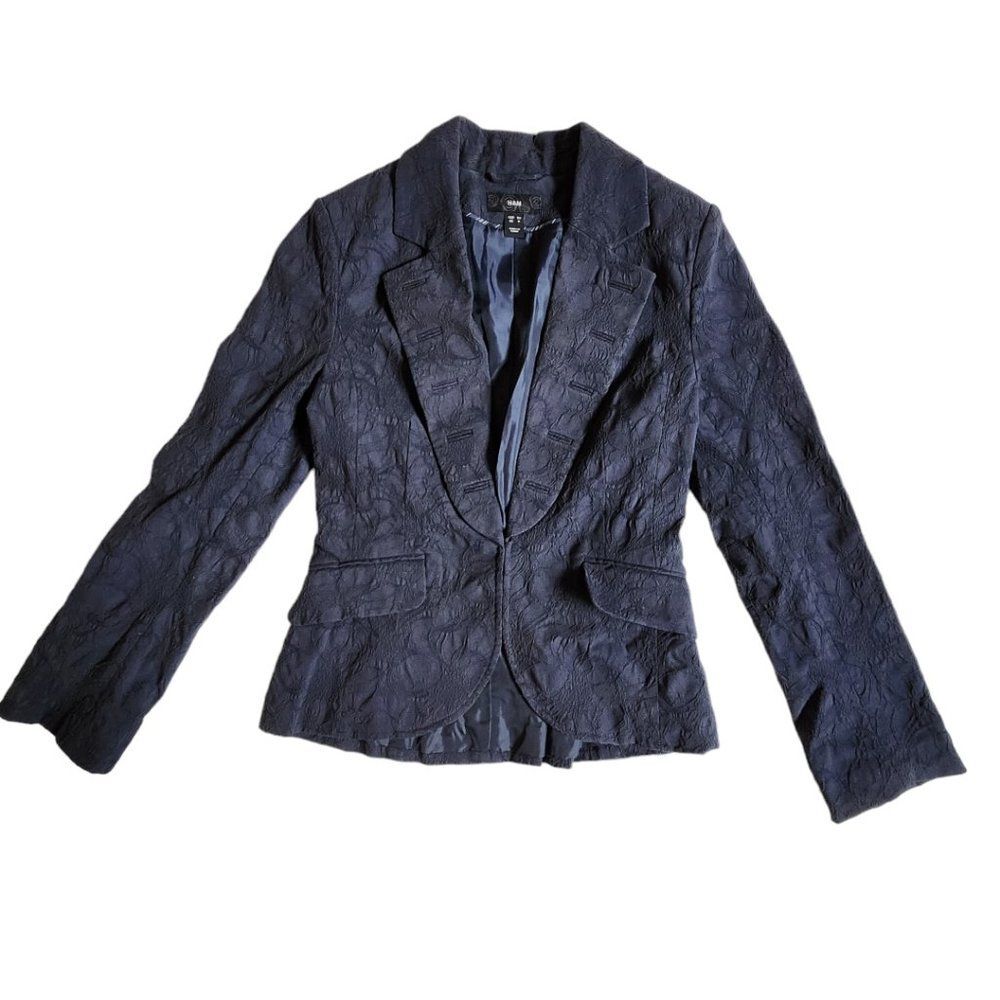 H&M blue floral blazer jacket sz 4